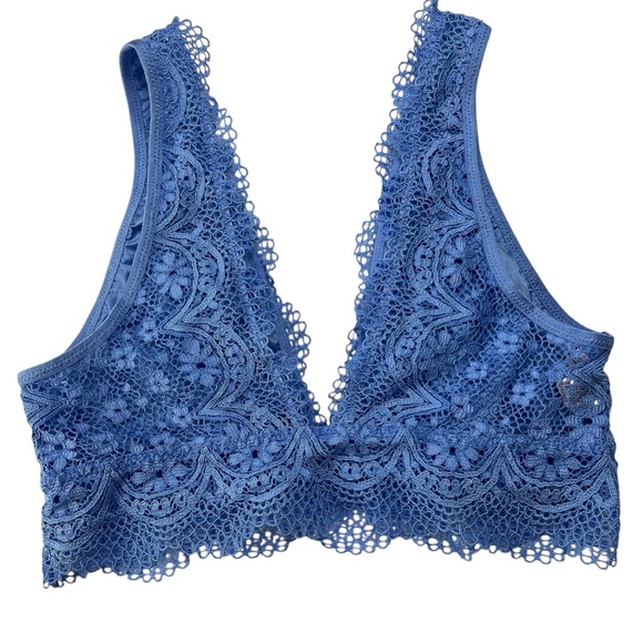 Victoria's Secret Body By Victoria Lace Bralette Size Medium Floral Light Blue - Picture 4 of 6